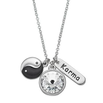 Charming Inspirations Karma & Yin-yang Charm Necklace, Women's, White