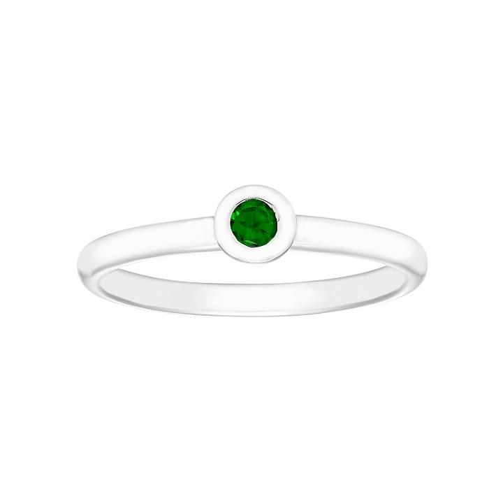 14k White Gold Birthstone Stack Ring, Women's, Size: 6.50, Green
