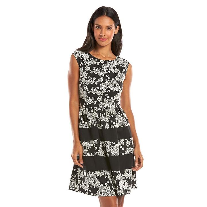 Women's Suite 7 Floral Fit & Flare Dress, Size: 10, White Oth