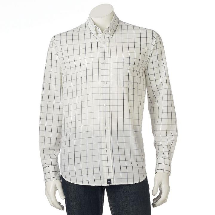 Men's Dockers&reg; No-wrinkle Patterned Button-down Shirt, Size: Xl, Med Blue