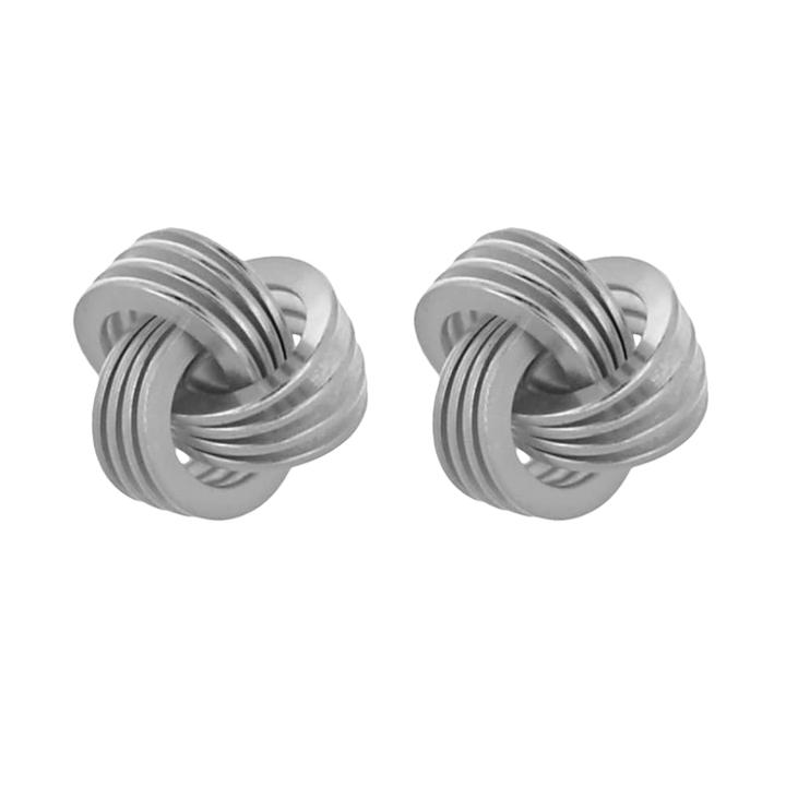 Sterling Silver Knot Stud Earrings, Grey