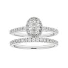 Boston Bay Diamonds 14k White Gold 1 Carat T.w. Igl Certified Diamond Oval Halo Engagement Ring Set, Women's, Size: 6.50