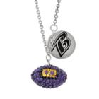 Baltimore Ravens Crystal Sterling Silver Team Logo & Football Charm Necklace, Women's, Size: 18, Multicolor