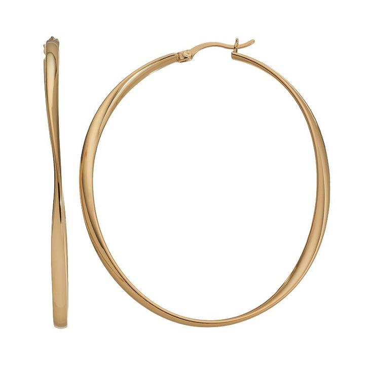 Amore By Simone I. Smith Sterling Silver Twist Oval Hoop Earrings, Women's, Gold
