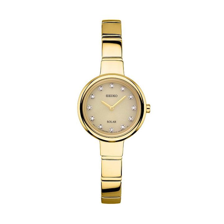 Seiko Women's Diamond Stainless Steel Solar Watch - Sup365, Yellow