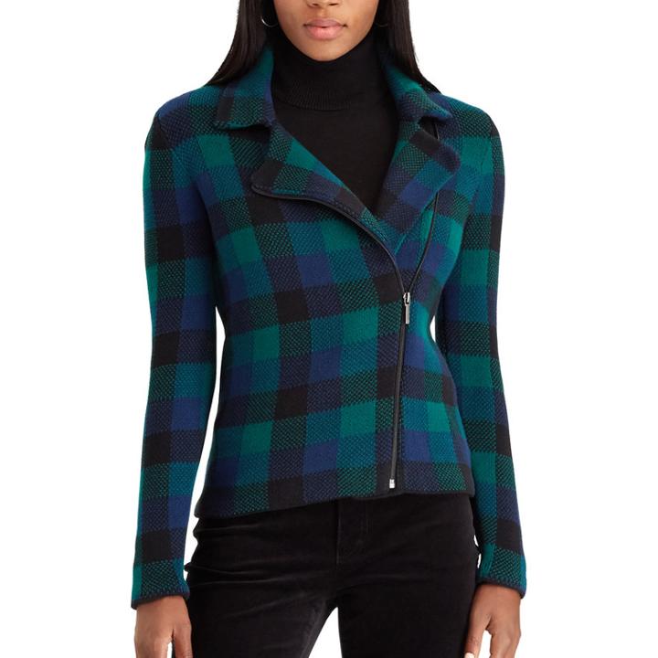 Women's Chaps Asymmetrical Moto Jacket, Size: Medium, Black