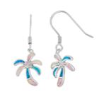 Sterling Silver Lab-created Opal Palm Tree Drop Earrings, Women's, Multicolor