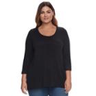 Plus Size Sonoma Goods For Life&trade; High-low Scoopneck Tee, Women's, Size: 2xl, Black