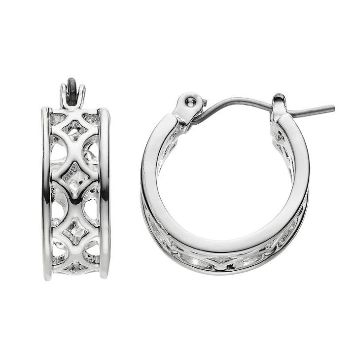 Chaps Openwork Hoop Earrings, Women's, Silver
