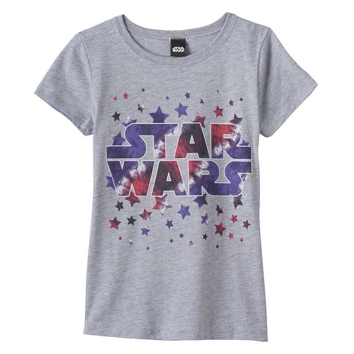 Girls 7-16 Star Wars Logo Stars Graphic Tee, Girl's, Size: Small, Dark Grey