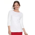 Women's Croft & Barrow&reg; Button-shoulder Boatneck Tee, Size: Large, Natural