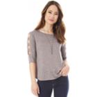 Juniors' Iz Byer Cutout Ladder Sleeve Crewneck Top, Teens, Size: Xl, Med Pink
