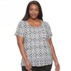 Plus Size Croft & Barrow&reg; Pintuck Scoopneck Tee, Women's, Size: 2xl, Grey (charcoal)