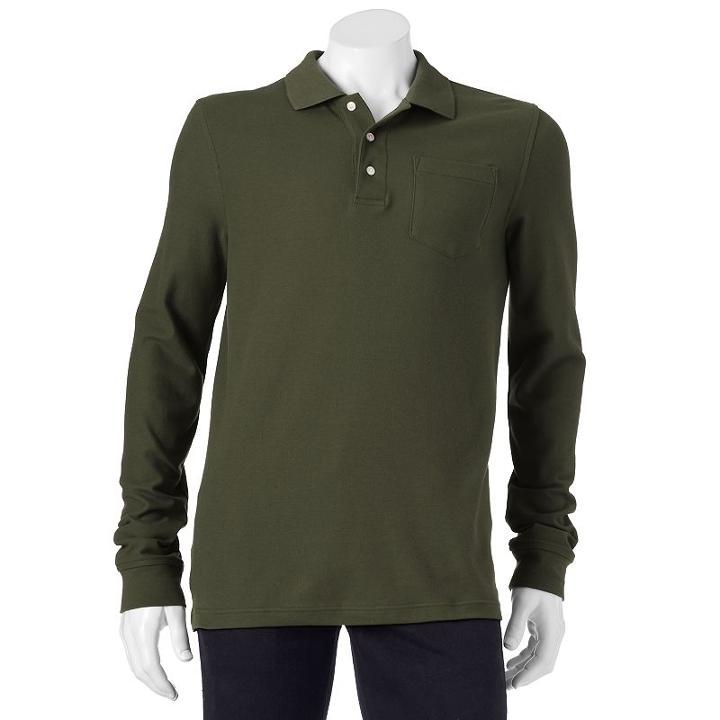Men's Croft & Barrow&reg; Easy-care Pique Pocket Polo, Size: Xl, Green