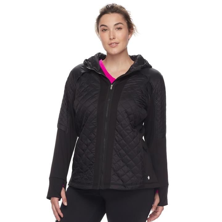 Plus Size Tek Gear&reg; Mixed Quilted Jacket, Women's, Size: 1xl, Black