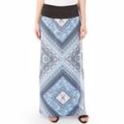 Women's Apt. 9&reg; Print Column Maxi Skirt, Size: Large, Denim Square