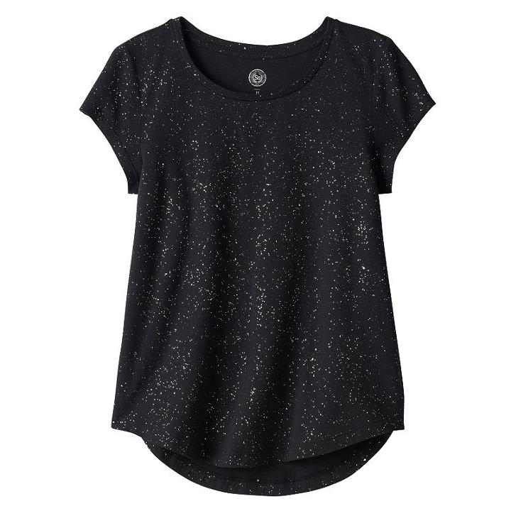 Girls 7-16 & Plus Size So&reg; Short Sleeve Curve Hem Tee, Size: 16, Black