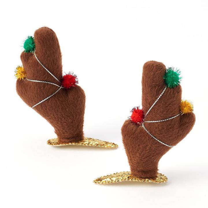 Reindeer Antler Hair Clip Set, Women's, Brown