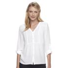 Women's Dana Buchman Pleated Lace Peasant Top, Size: Medium, White