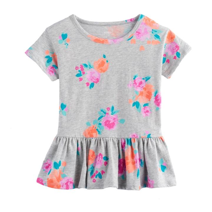 Girls 4-12 Sonoma Goods For Life&trade; Peplum Printed Tee, Size: 4, Light Grey