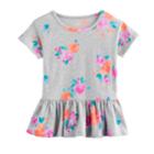 Girls 4-12 Sonoma Goods For Life&trade; Peplum Printed Tee, Size: 4, Light Grey