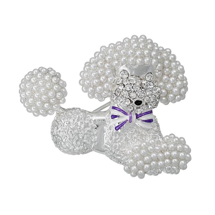 Napier Simulated Pearl Poodle Pin, Women's, White