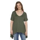 Juniors' Plus Size Mudd&reg; V-neck Trapeze Tee, Girl's, Size: 2xl, Med Green