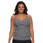 Plus Size Croft & Barrow&reg; Bust Enhancer Twist-front Tankini Top, Women's, Size: 26 W, Oxford