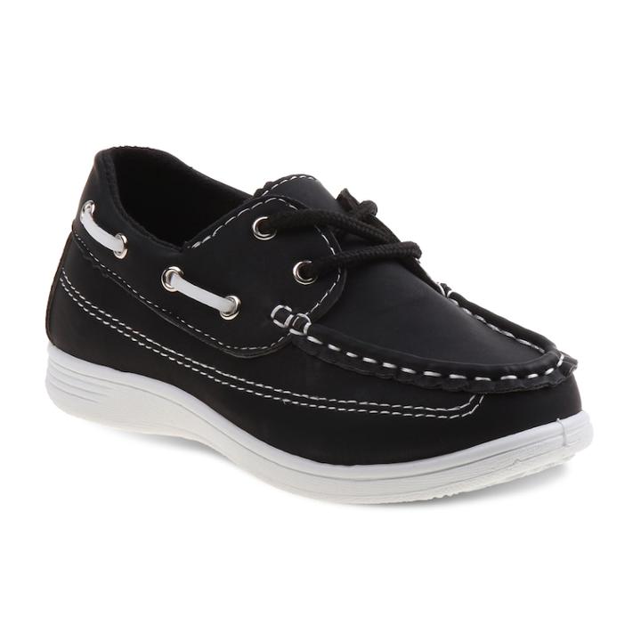 Josmo Boys' Boat Shoes, Size: 3, Black