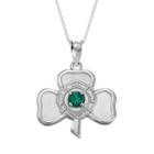Insignia Collection Simulated Emerald Sterling Silver Irish Shamrock Maltese Cross Pendant Necklace, Women's, Size: 18, Green