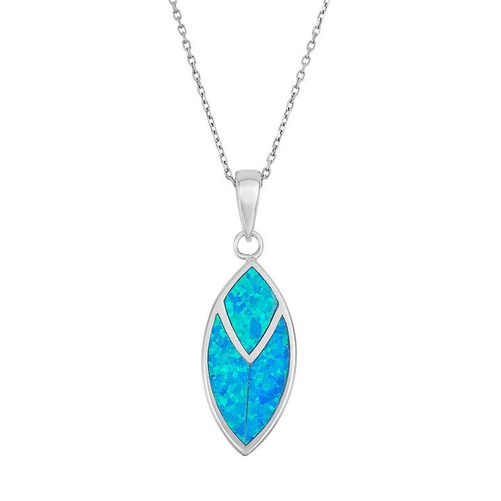 Lab-created Blue Opal Sterling Silver Marquise Pendant Necklace, Women's, Size: 18