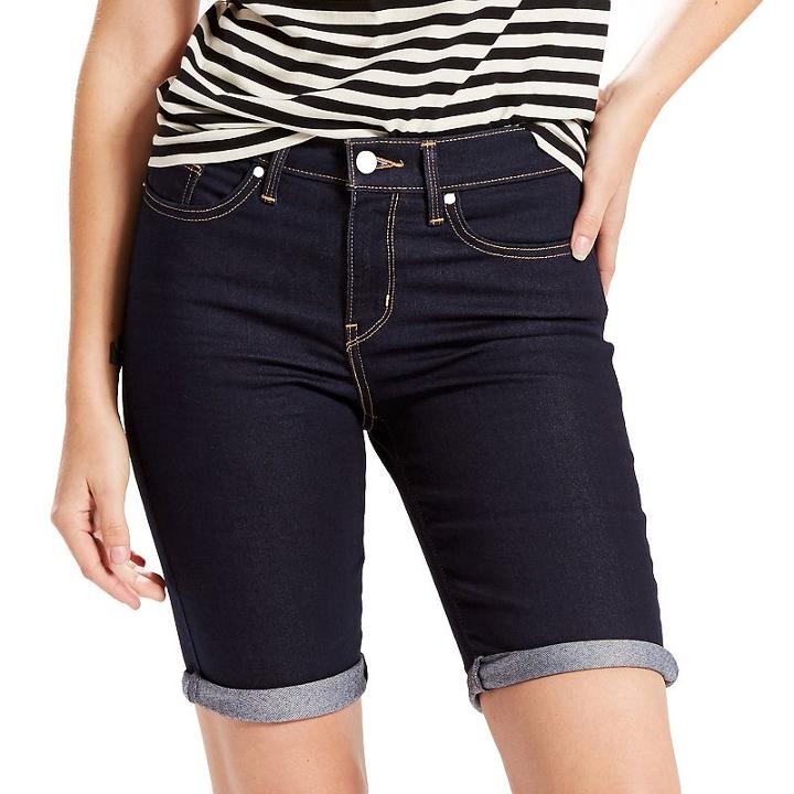 Women's Levi's Cuffed Jean Bermuda Shorts, Size: 6/28, Dark Blue