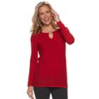 Women's Dana Buchman Textured Keyhole Sweater, Size: Large, Med Red