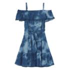 Girls 7-16 Iz Amy Byer Cold Shoulder Ruffled Tiered Dress, Size: 14, Blue Tie Dye