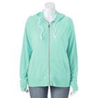 Juniors' Plus Size So&reg; Solid Zip-up Hoodie, Girl's, Size: 1xl, Turquoise/blue (turq/aqua)