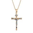 14k Gold Over Silver Plate And Silver Plate Crucifix Pendant, Women's, Size: 18, Multicolor