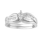 14k White Gold 1/4-ct. T.w. Marquise-cut Diamond Swirl Ring Set, Women's, Size: 5
