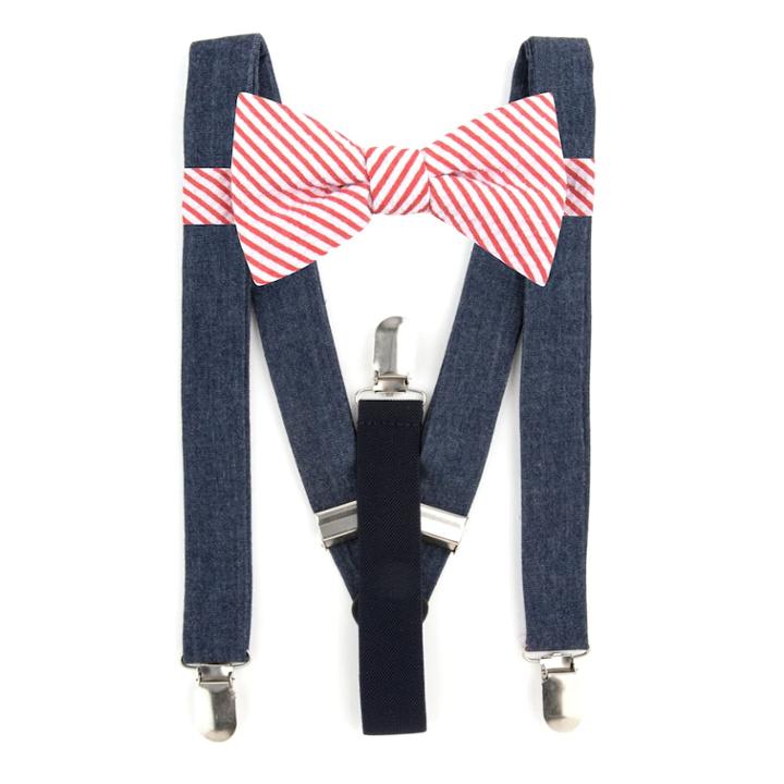 Men's Bow Tie Tuesday Pre-tied Bow Tie & Suspenders Set, Red