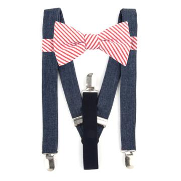 Men's Bow Tie Tuesday Pre-tied Bow Tie & Suspenders Set, Red