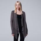 Women's Simply Vera Vera Wang Ribbed Flyaway Cardigan, Size: Xs, Grey