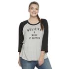 Juniors' Plus Size Starlet Baseball Graphic Tee, Girl's, Size: 1xl, Black