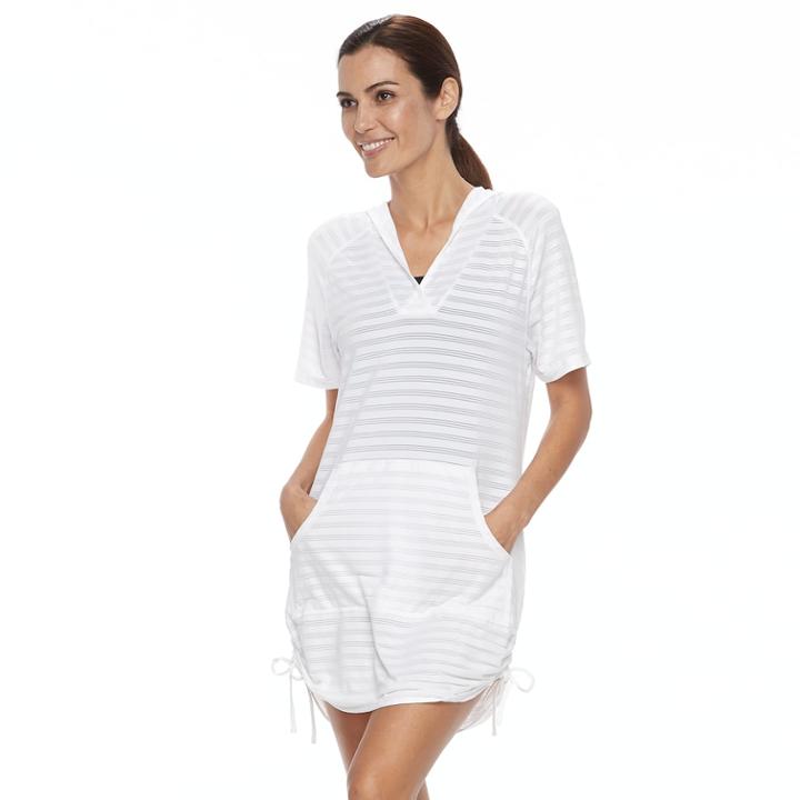 Women's Free Country Hooded Swim Cover-up, Size: Large, White