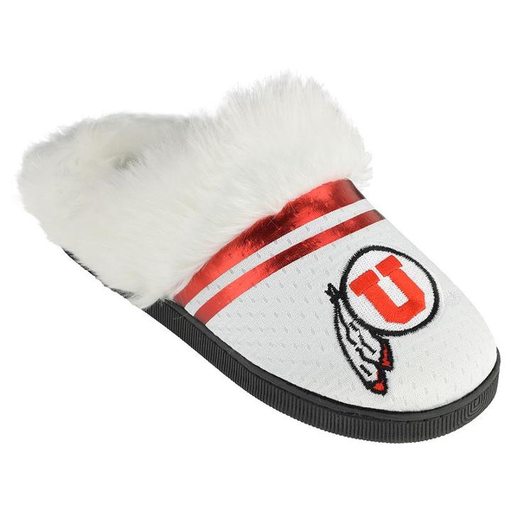 Women's Utah Utes Plush Slippers, Size: Small, White