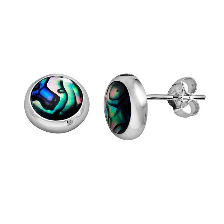 Sterling Silver Abalone Stud Earrings, Women's, Green