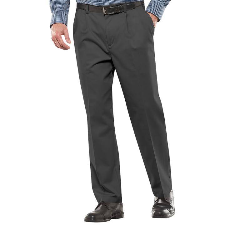 Big & Tall Croft & Barrow&reg; Classic-fit Easy-care Stretch Pleated Pants, Men's, Size: 50x32, Light Grey