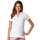 Women's Grand Slam Ruched Golf Polo, Size: Large, White