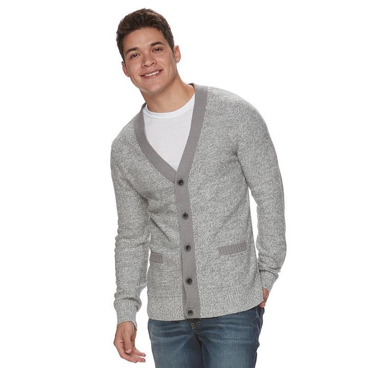Men's Urban Pipeline&reg; V-neck Button-front Cardigan, Size: Large, Grey