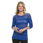 Petite Dana Buchman Openwork Sweater, Women's, Size: M Petite, Blue