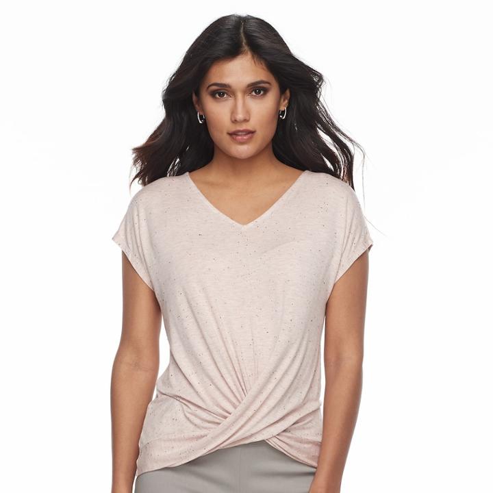 Petite Apt. 9&reg; Twist-front Tee, Women's, Size: Xl Petite, Light Pink