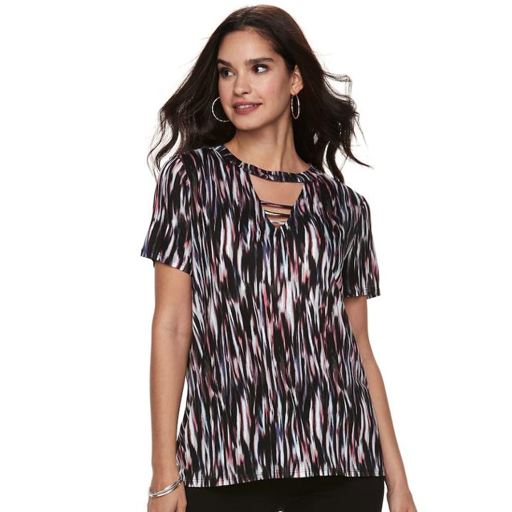 Women's Jennifer Lopez Bar Front Tee, Size: Small, Black